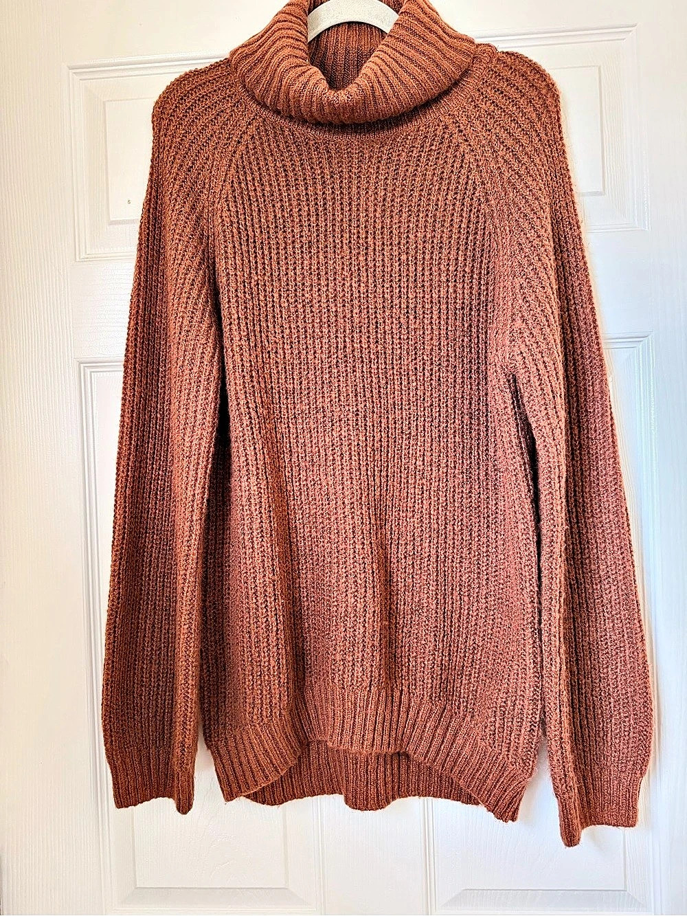 rue21 Ribbed Cowl Neck Sweater in Brown Size Medium